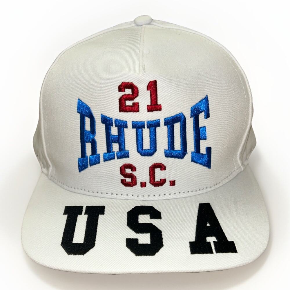 Rhude RSC USA White Hat Baseball Cap Authentic Retail $248